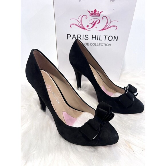 Paris Hilton Shoes - Paris Hilton Black Heels Women Size 9M Amelie Black Suede Platform Pumps Heels